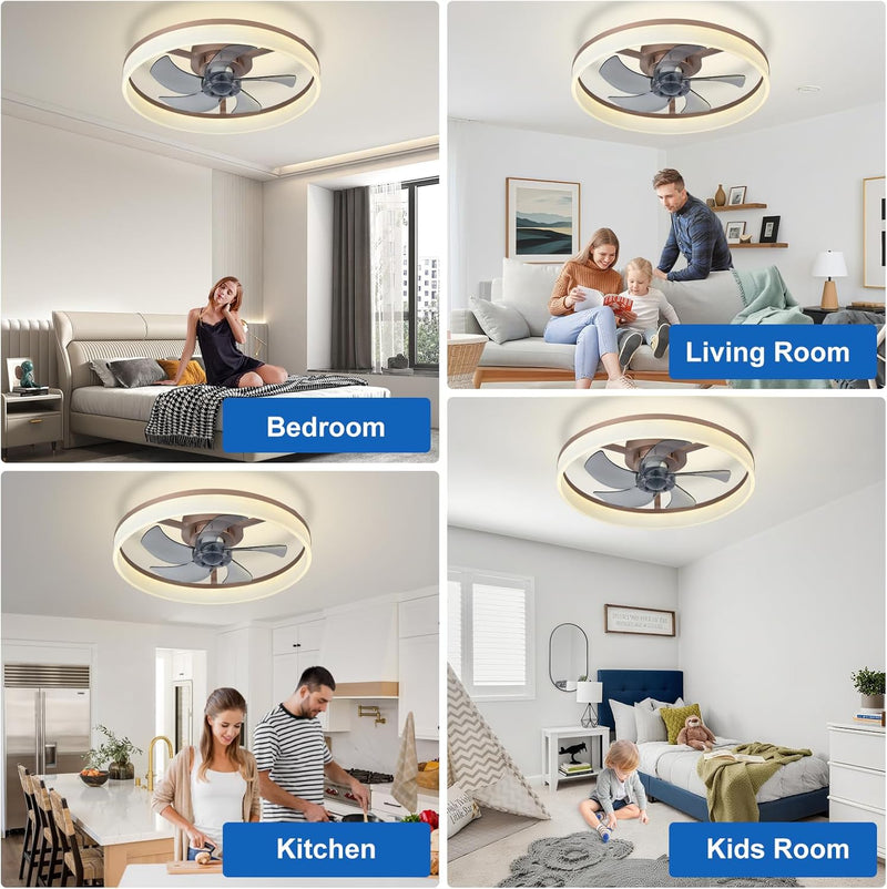LED Ceiling Fan with Light: 16" Modern Low