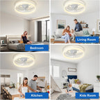 LED Ceiling Fan with Light: 16" Modern Low