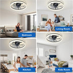 LED Ceiling Fan with Light: 16" Modern Low