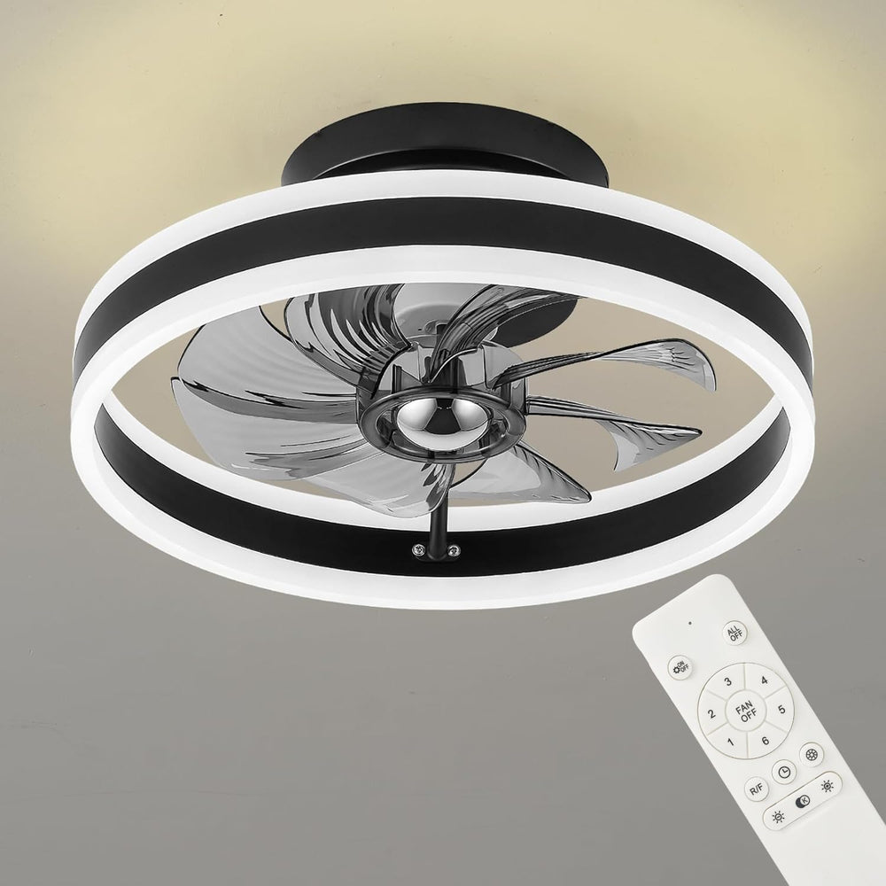 LED Ceiling Fans with Lights Remote Reversible Bladeless