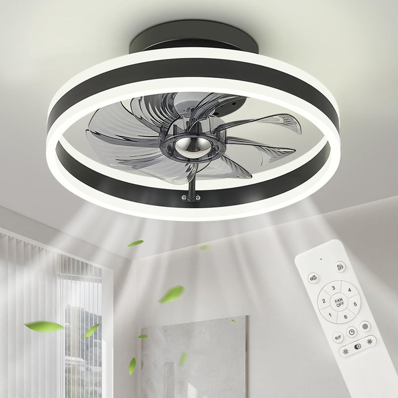 LED Ceiling Fans with Lights Remote Reversible Bladeless