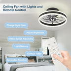 LED Ceiling Fans with Lights Remote Reversible Bladeless
