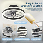 LED Ceiling Fans with Lights Remote Reversible Bladeless