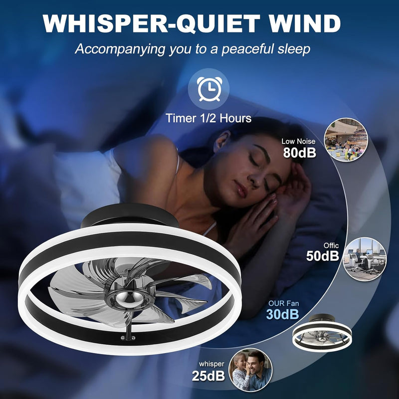 LED Ceiling Fans with Lights Remote Reversible Bladeless
