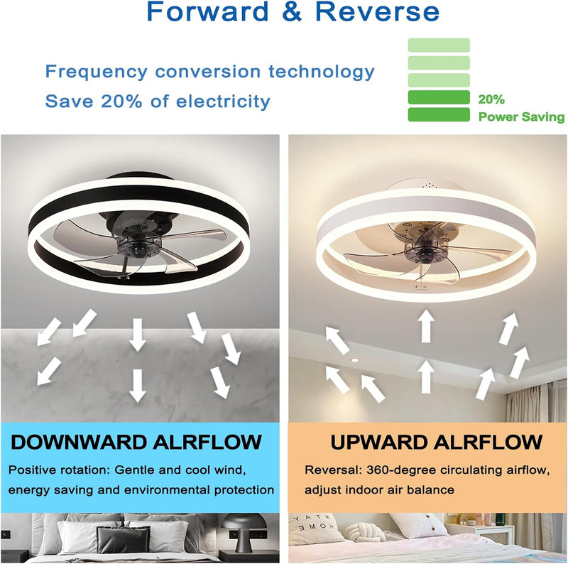 LED Ceiling Fans with Lights Reversible Remote 6
