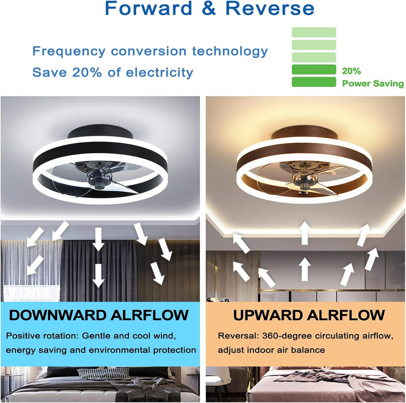 LED Ceiling Fans with Lights Reversible Remote 6