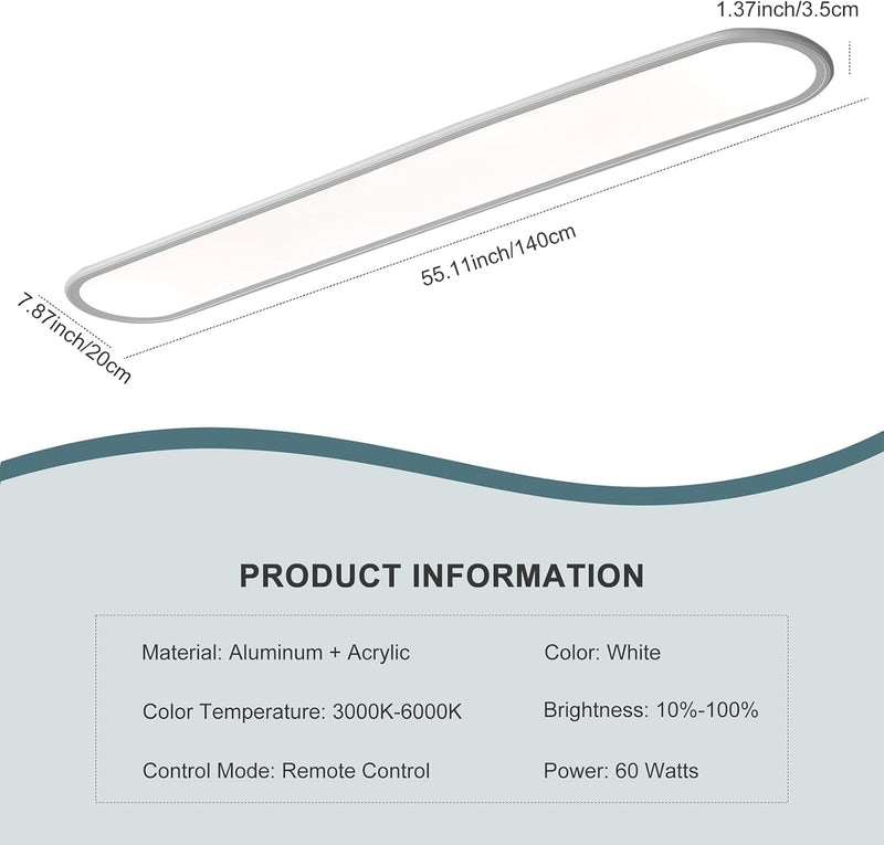 LED Ceiling Light 100CM Ultra-Slim Dimmable Linear Lamp