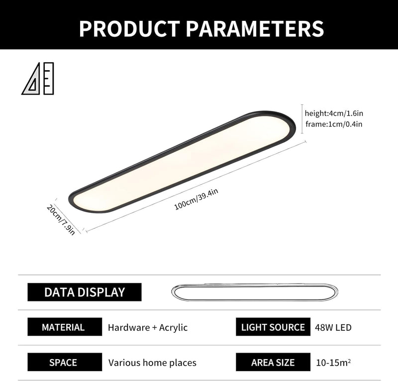 LED Ceiling Light 100CM Ultra-Slim Dimmable Linear Lamp