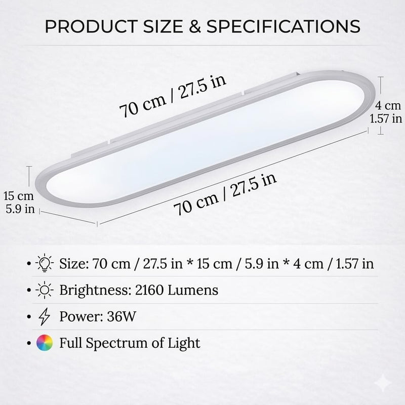 LED Ceiling Light 100CM Ultra-Slim Dimmable Linear Lamp