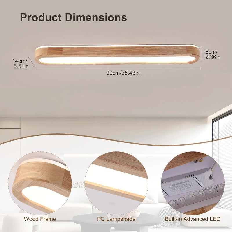 LED Ceiling Light 100CM Ultra-Slim Dimmable Linear Lamp