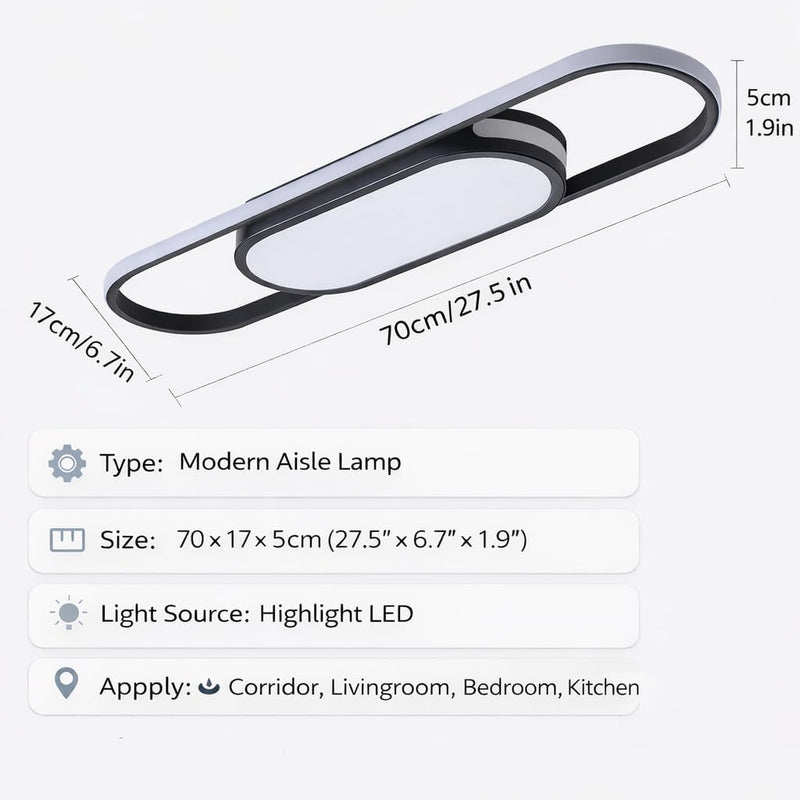 LED Ceiling Light 110CM Dimmable Oval Linear Flush
