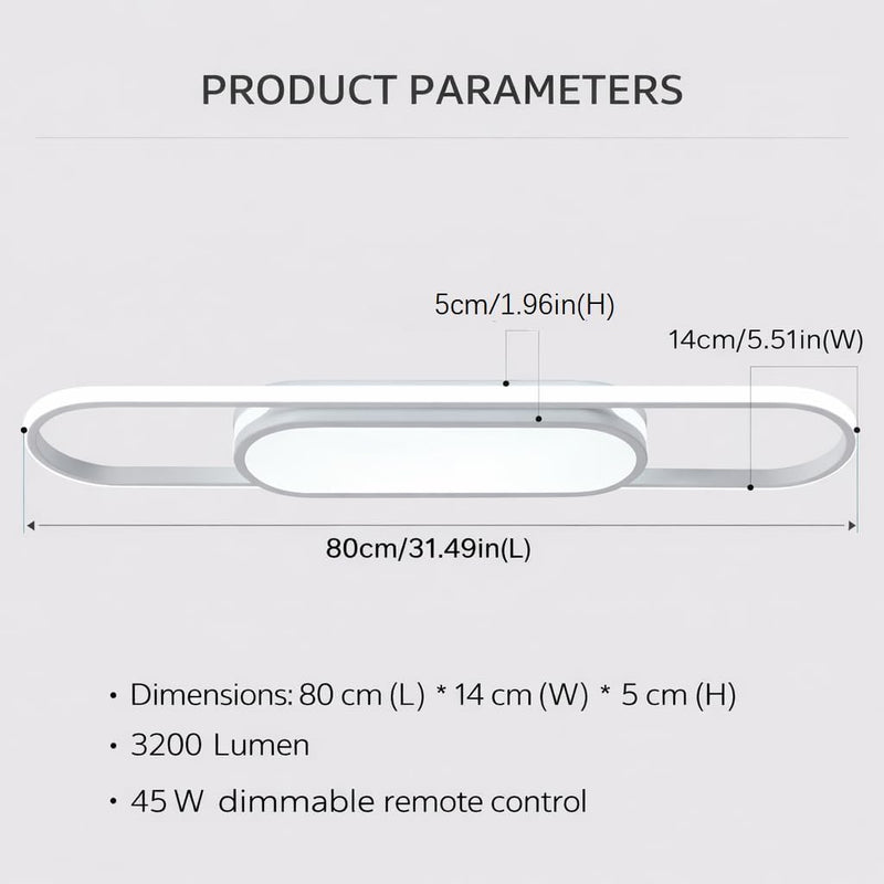 LED Ceiling Light 110CM Dimmable Oval Linear Flush