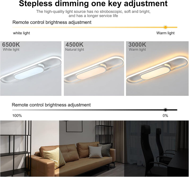 LED Ceiling Light 110CM Dimmable Oval Linear Flush