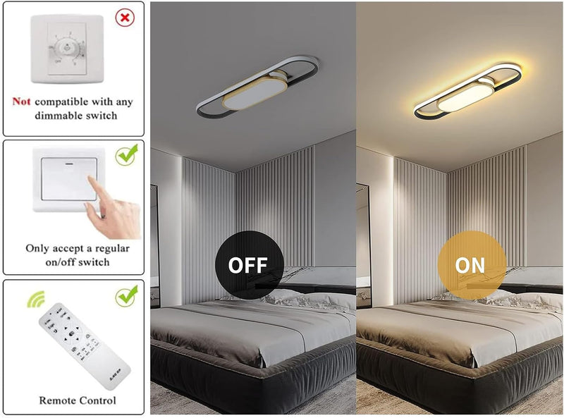 LED Ceiling Light 110CM Dimmable Oval Linear Flush