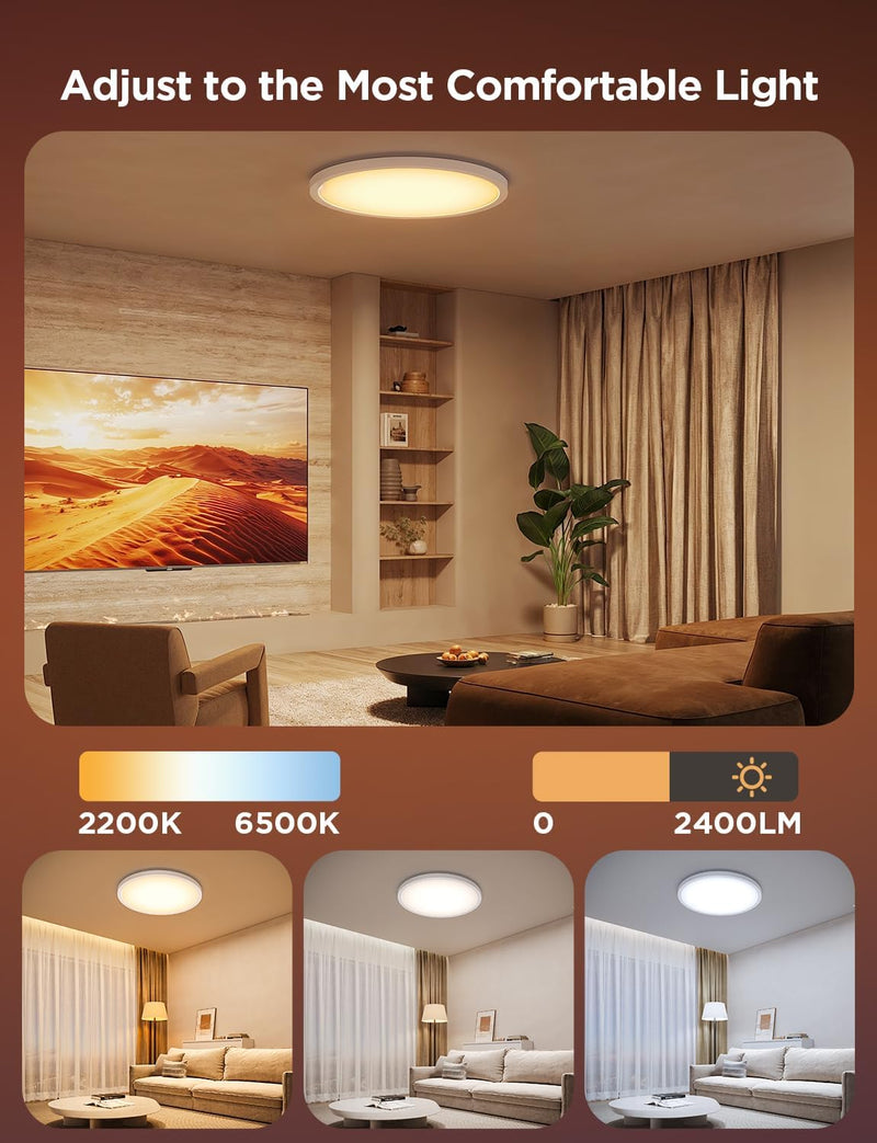 LED Ceiling Light 2400lm Smart Rgbic Lights Round