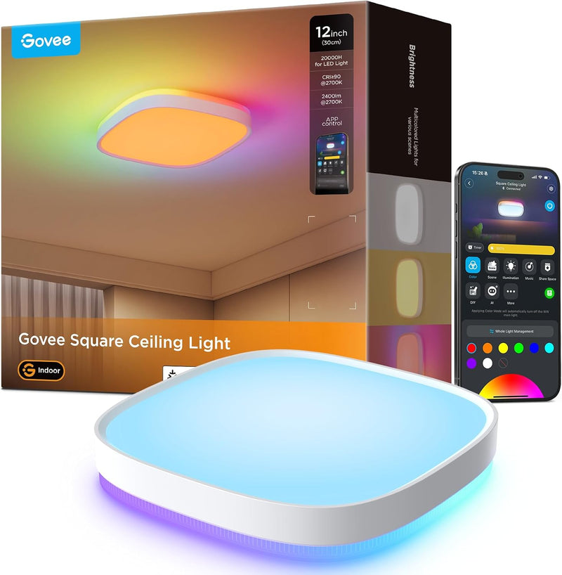 LED Ceiling Light 2400lm Smart Rgbic Lights Round