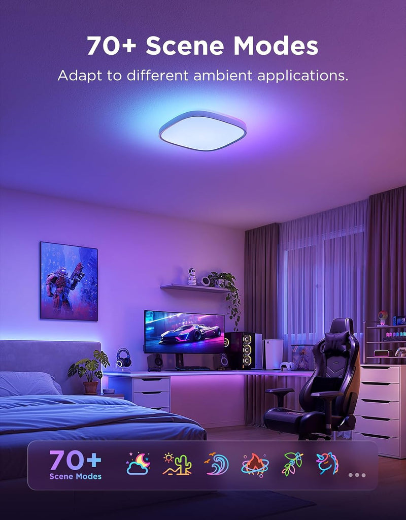 LED Ceiling Light 2400lm Smart Rgbic Lights Round