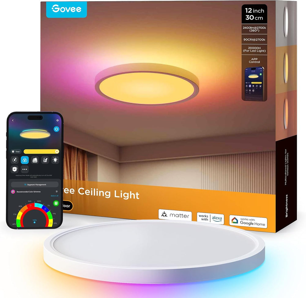 LED Ceiling Light 2400lm Smart Rgbic Lights Round