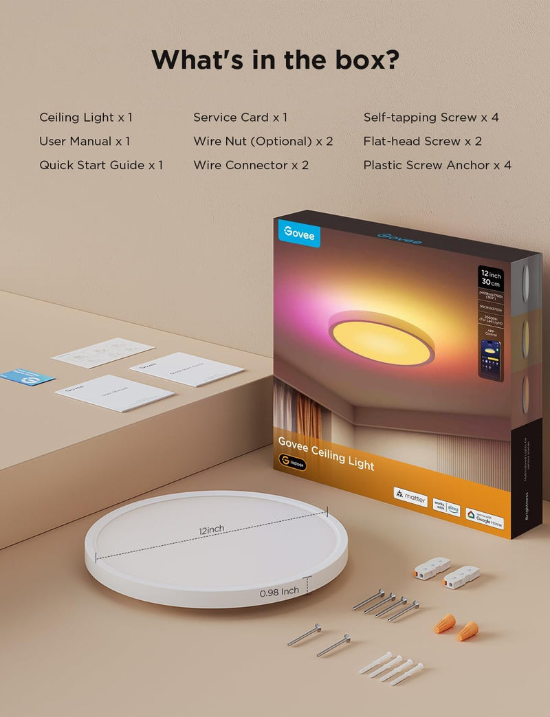 LED Ceiling Light 2400lm Smart Rgbic Lights Square