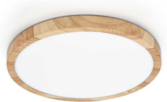 LED Ceiling Light 24W Wood Grain Flat Round