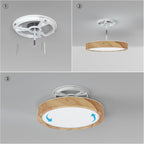 LED Ceiling Light 24W Wood Grain Flat Round