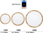 LED Ceiling Light 24W Wood Grain Flat Round