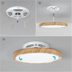 LED Ceiling Light 24W Wood Grain Flat Round