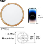 LED Ceiling Light 24W Wood Grain Flat Round
