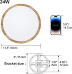 LED Ceiling Light 24W Wood Grain Flat Round