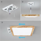 LED Ceiling Light 24W Wood Grain Flat Round