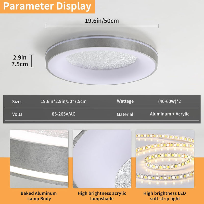 LED Ceiling Light 3000K 4500K 6500K Dimmable