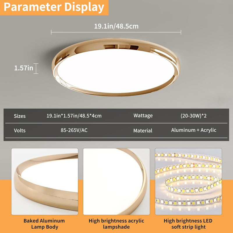 LED Ceiling Light 3000K 4500K 6500K Dimmable