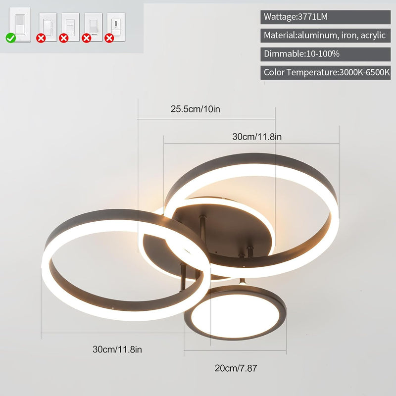 LED Ceiling Light 45W 3771lm Lights for Bedroom
