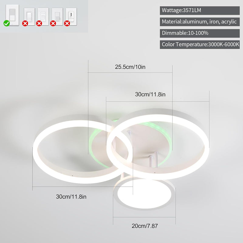 LED Ceiling Light 45W 3771lm Lights for Bedroom