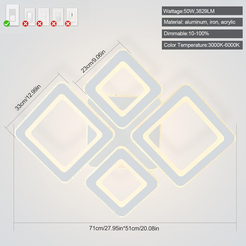 50W LED Ceiling Light 3606lm Dimmable Lights