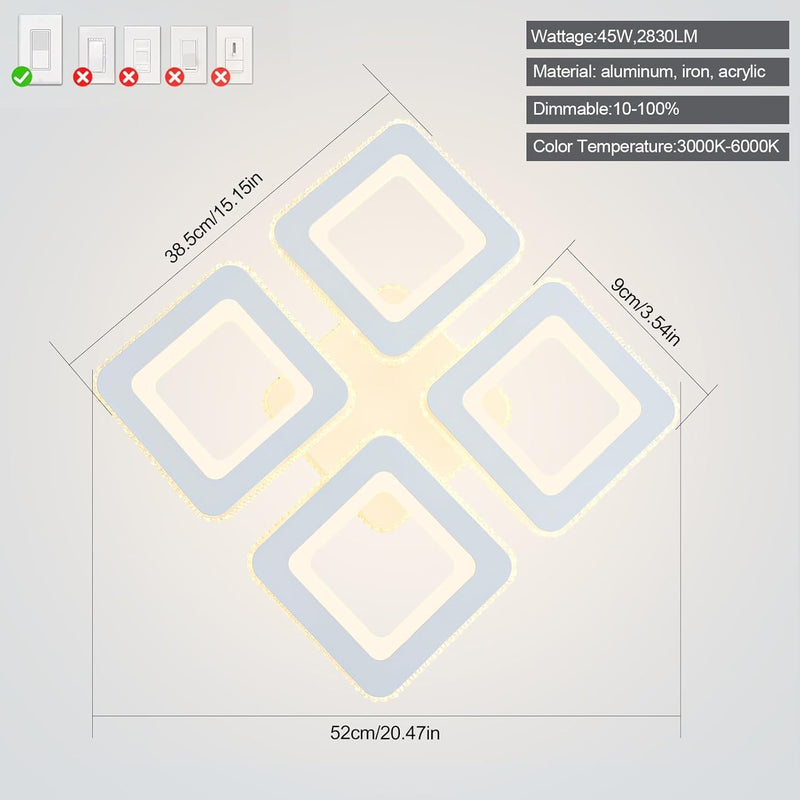50W LED Ceiling Light 3606lm Dimmable Lights