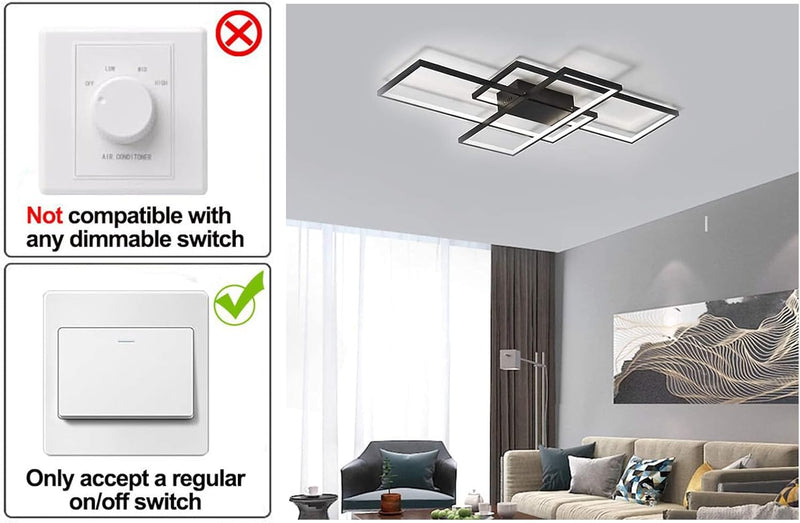 LED Ceiling Light 75W Modern Lamp 3-Squares Aluminium