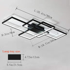 LED Ceiling Light 75W Modern Lamp 3-Squares Aluminium