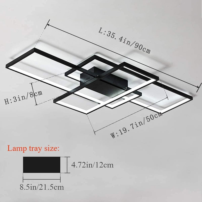 LED Ceiling Light 75W Modern Lamp 3-Squares Aluminium