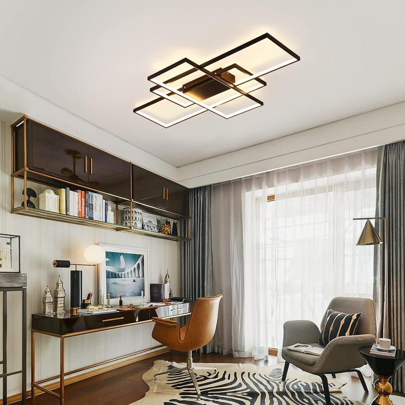 LED Ceiling Light 75W Modern Lamp 3-Squares Aluminium