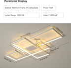 LED Ceiling Light 75W Modern Lamp 3-Squares Aluminium