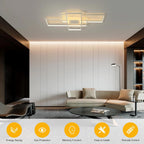 LED Ceiling Light 75W Modern Lamp 3-Squares Aluminium
