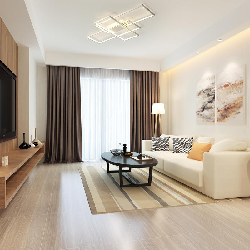 LED Ceiling Light 75W Modern Lamp 3-Squares Aluminium