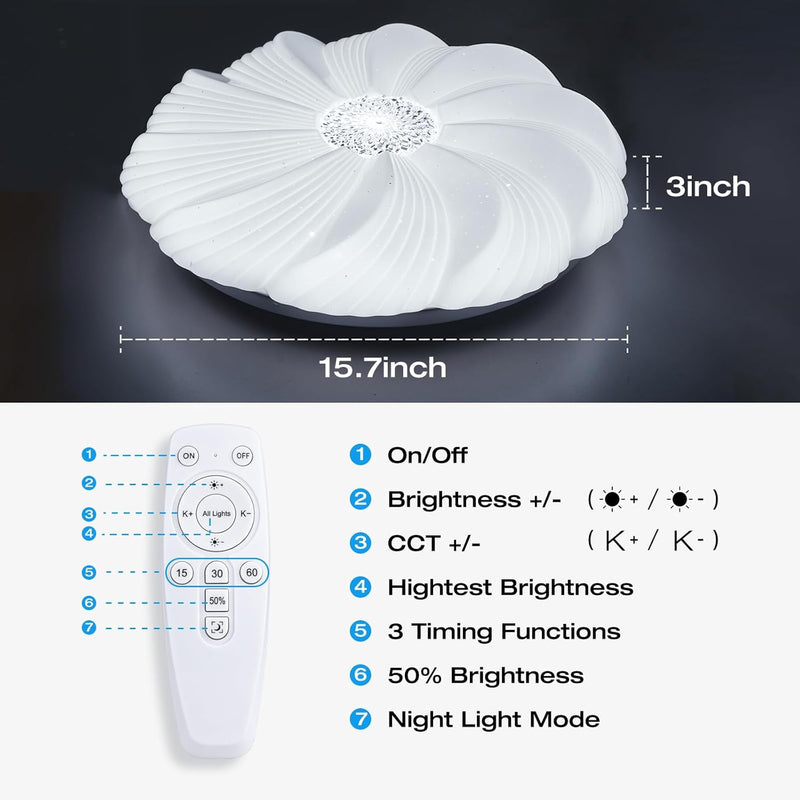 LED Ceiling Light Dimmable 3000K- 6500K Round Lights