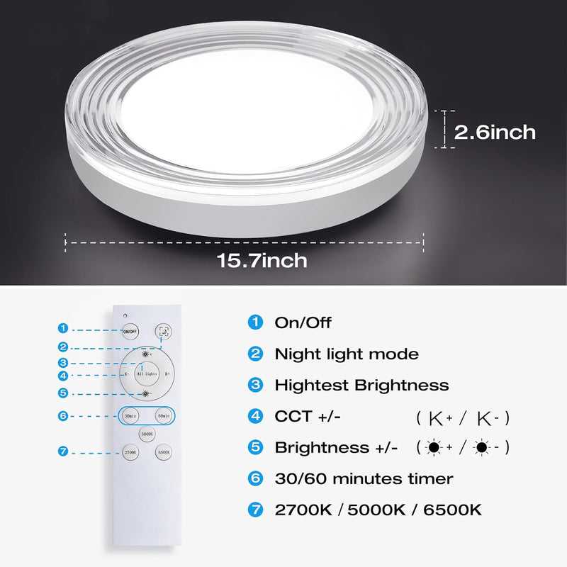 15.7in LED Ceiling Light 40W Dimmable Colour Temperature