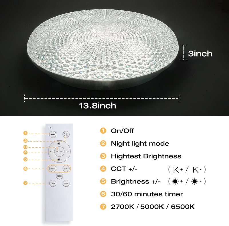 15.7in LED Ceiling Light 40W Dimmable Colour Temperature