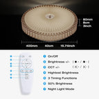 15.7in LED Ceiling Light 40W Dimmable Colour Temperature