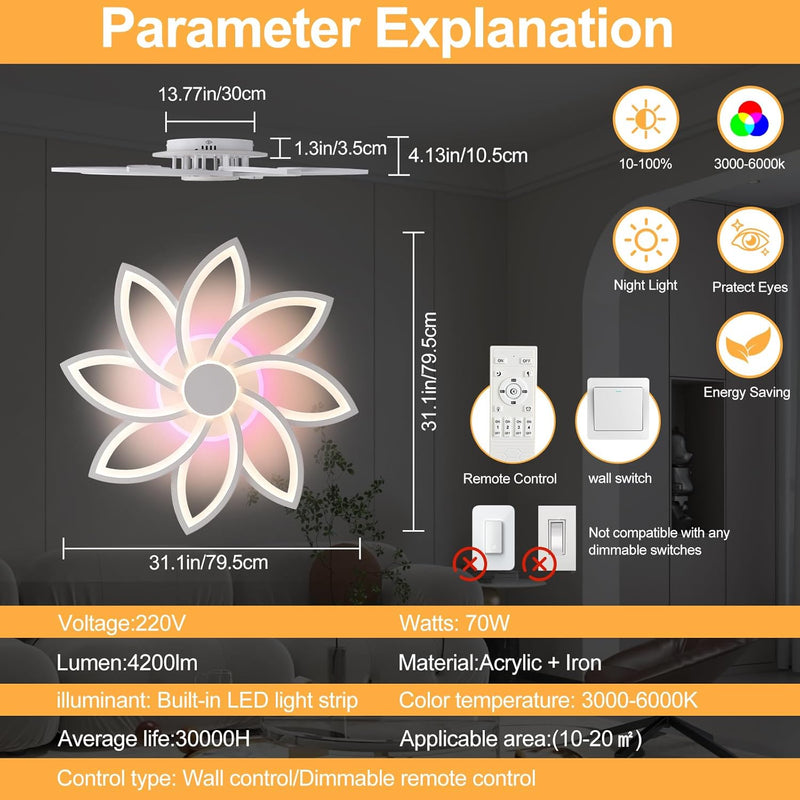 LED Ceiling Light Dimmable 70W Modern Flush Lights