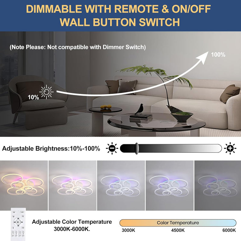 LED Ceiling Light Dimmable 70W Modern Flush Lights