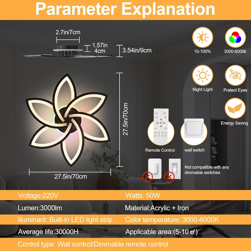 LED Ceiling Light Dimmable 70W Modern Flush Lights